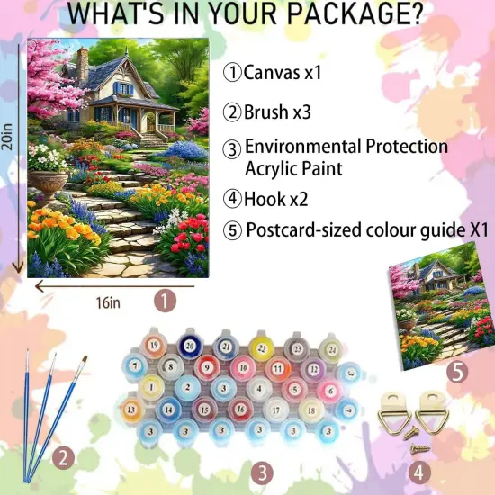 Landscape Paint by Numbers Kit for Adults-Garden Paint by Numbers Kits for Adults Canvas,Landscape Adult Painting by Numbers for Gift Home Wall Decor(16x20inch) {2}