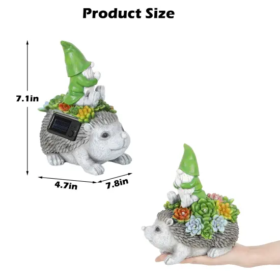 Solar Statue Lamp, Hedgehog ELF Resin Ornament Lamp, Garden, Lawn, Patio, Balcony, Yard Decorations {2}