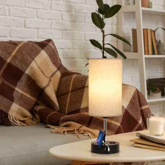 2pcs Touch Control Table Lamps with USB Ports Nightstand Lamp for Living Room {6}