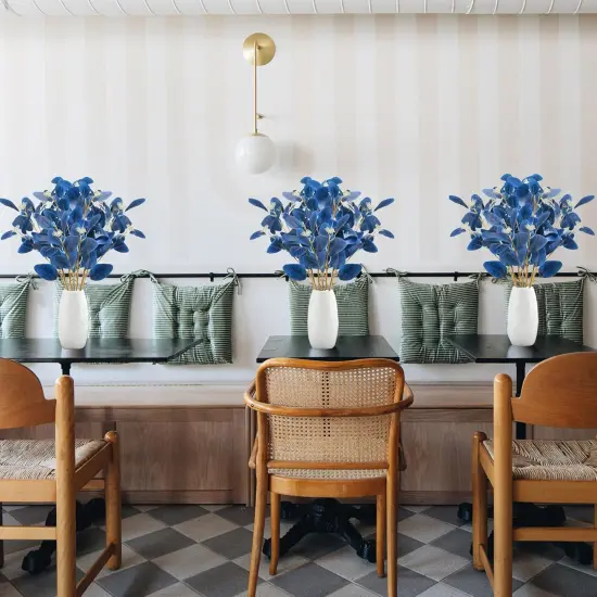 15PCS Artificial Blue Eucalyptus Stems Faux Greenery Stems with Seeds Blue Eucalyptus Leaves Fake Plants for Spring Floral Arrangement Home Kitchen Indoor Vase Party Decor (20.5") {3}