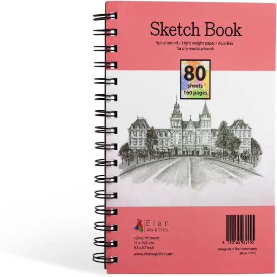 Sketch Book A5, 80 Sheets Italian 120gsm Paper, A5 Sketchbook Spiral Bound Made for Artists, A5 Art Book, Sketching Pad A5, Lightweight Drawing Book, Sketchbook A5, Large A5 Sketch Pad A5 {1}
