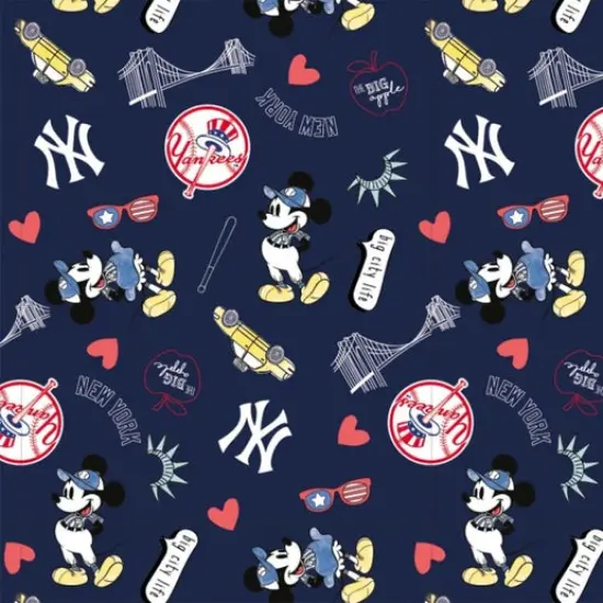Licensed MLB New York Yankees Disney Mash-Up Cotton 60280B Fabric by the Yard {1}