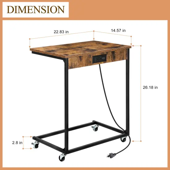 Side Table with Storage Basket, Sofa Side Table, Bedside Table, Bedside Table, Bookshelf C-Shaped Coffee Table, Living Room, Bedroom, Kitchen, Bathroom, Dining Room {3}