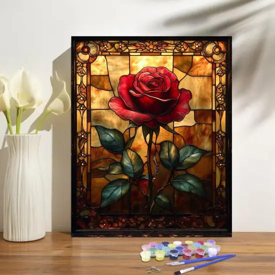 Rose Paint by Numbers Kit for Adults Beginner Flowers Oil Painting Kit Adult Paint by Number Kits on Canvas DIY Painting for Beginners Art by Numbers for Gifts Home Wall Decor 16x20 Inch {2}