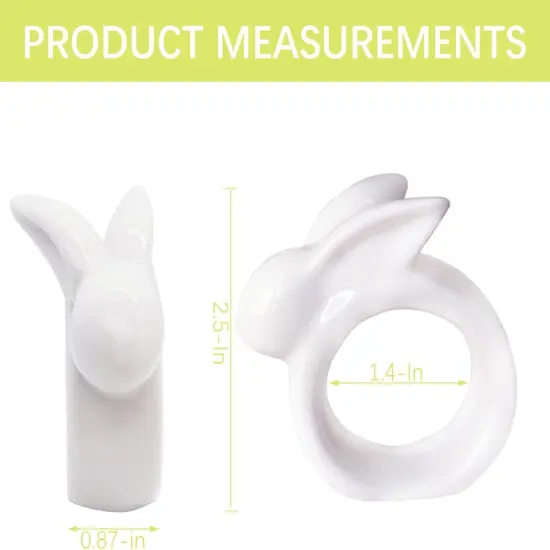 Porcelain Rabbit Napkin Rings - Easter Bunny Napkin Rings Holder, Easter Cloth Easter Plates Napkin Rings Dinning Room Table Decor, Set of 4 Vintage White Bunnies Napkin Rings Holder {4}