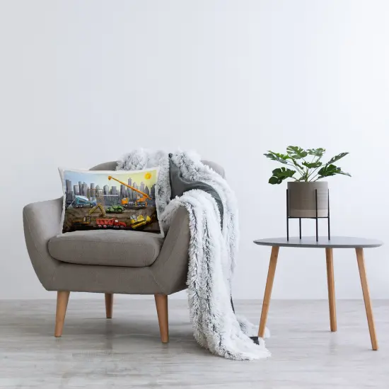 Stupell Industries Construction Trucks Skyline Decorative Printed Throw Pillow Design by Brett Blumenthal, 14 x 7 x 20 {2}