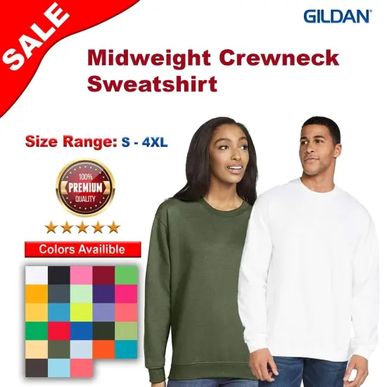 Gilden&reg; Softstyle Midweight Crewneck Long Sleeve Sweatshirt Sport grey {2}