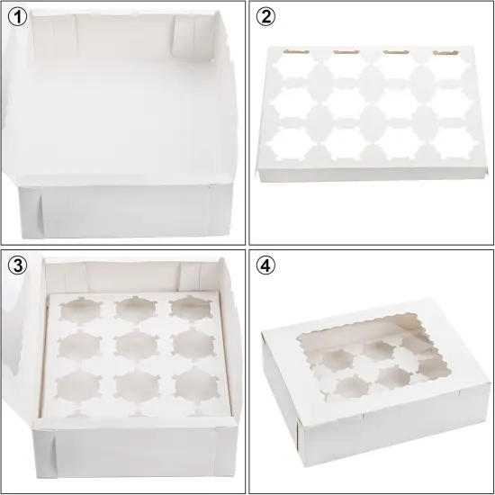 20 Pack Cupcake Boxes 12 Counts White Paper Cupcake Container with Inserts and Window, Bakery Container Dozen Cupcake Carrier Boxes for Muffins, Cookies, Pastry {5}