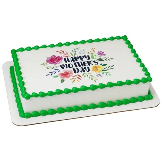 Happy Mother's Day Floral Edible Cake Topper Image 1/4 sheet {1}