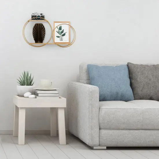 Floating Shelves Circular Metal Hold Plants Photos Home Decor Ornaments {6}