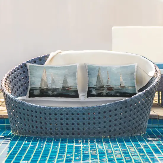 Stupell Industries Sailboat Seascape Impressions 2pc Outdoor Printed Throw Pillow Set Design by Ethan Harper, 14 x 7 x 20 {2}