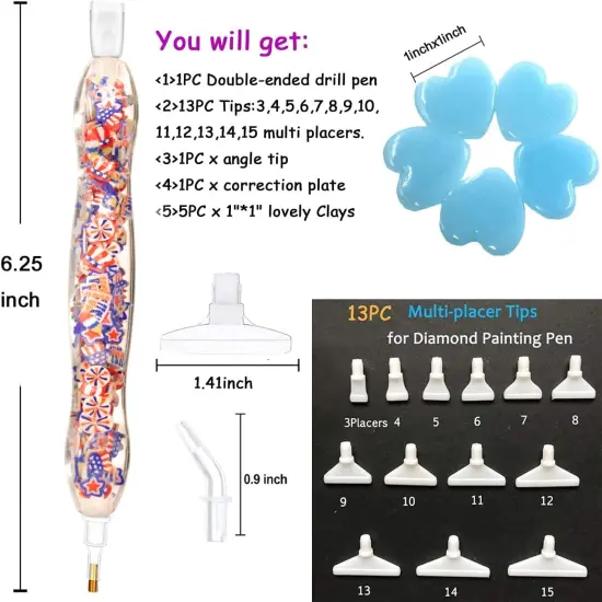 Diamond Painting Pen, 5D Diamond Painting Drill Pen, Diamond Art Tool Accessories Kit, Rhinestone Gem Picker for Diamond Art Nail USA Blue {2}