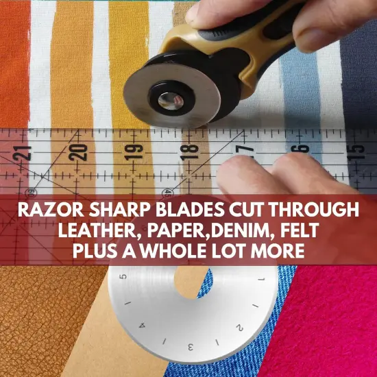 60mm Rotary Cutter Replacement Blades, 5 Tungsten Steel Blades | Cuts Thick Layers of Fabric, Felt, Leather and Vinyl &ndash; Compatible with Fiskars, Olfa, Clover and Other Brands {3}