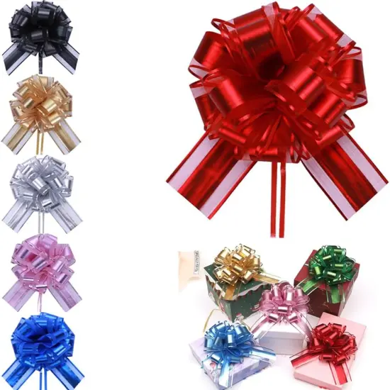 6 Pcs 6inch Pull Bow Christmas Gift Wrapping Pull Bow for Gifts Wrapping Party Birthday Holiday Gift Boxes Bow Basket Packaging Bows for Valentine's Day Presents Flower Decorations {1}