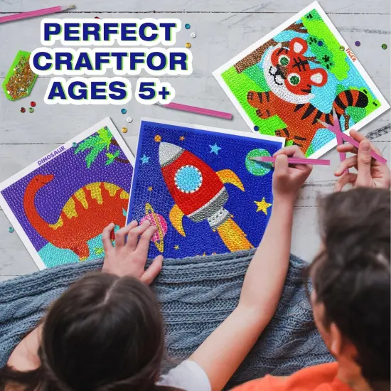 Diamond Art Kits for Kids Beginners - Gem Art Painting Kits with 6 Designs, 6 Diamond Dot Tools {5}