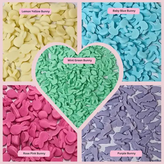 Assorted pack of 5 Parrot Green, Yellow, Pink and Sky Blue Easter Bunny I Cookies, Desserts & cupcake Decorating | Edible Sprinkles Mix for Baking & Cake Decorative {3}