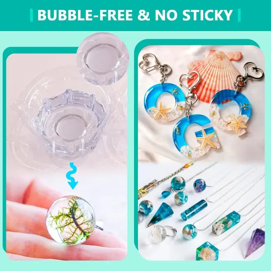 JDiction New UV Resin Kit with Light, Crystal Clear Hard Resin Sunlight Curing UV Resin Beginner Kit for Jewelry, Doming, Coating, and Casting, DIY Craft {6}