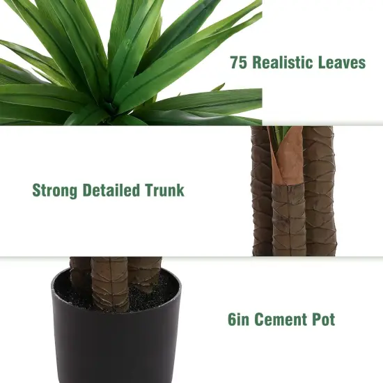 Dracaena Silk Plant Corn Stalk 5ft Tall Faux Plants Indoor Large Fake Plants Potted Yucca Tree Tropical Floor Plants Artificial Silk Palm Trees for Home Office Store Decor Housewarming Gift {4}