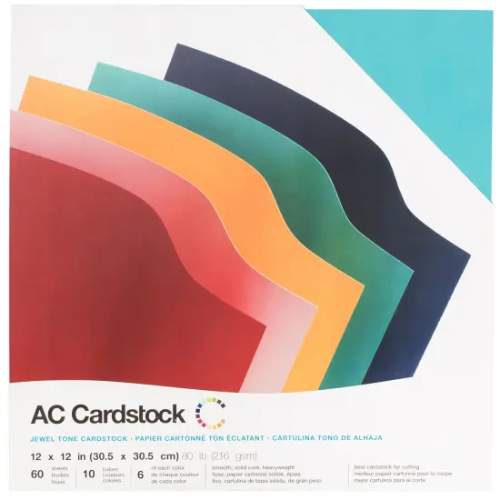AC Smooth Cardstock 12"X12" 60/Pkg-Jewel Tones {1}