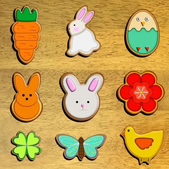 Easter Cookie Cutters Set - Bunny, Egg, Bunny Face, Rabbit, Butterfly, Flower, Chick, Carrot, Four Leaf Clover - 9PCS Easter Cookie Cutters - Large Easter Cookie Cutters for Spring Holiday Baking {3}