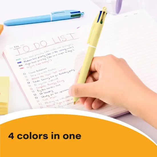 BIC 4 Color Pastel Ballpoint Pens Medium Point (1.0 mm) - Assorted Classic Ink Colors, Pack of 12 {3}