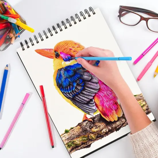 Black Sketchbook Hardcover 100 Sheets (68lb/120gsm) Acid Free Art Paper for Drawing {5}