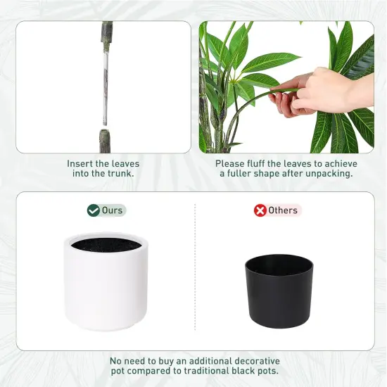 Money Tree Artificial - 6 FT Tall Fake Tree with Decorative planters - Large Faux Plants Lifelike Branches & Foliage - Artificial Plants Indoor for Home Office Living Room Decor {4}