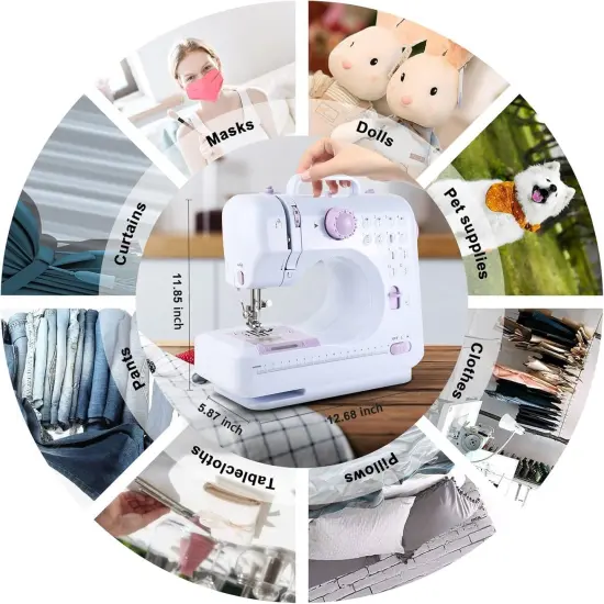 Sewing Machine For Beginners, Mini Sewing Machines, Included 2 Speed Foot Pedal, Portable Sewing Machines With 12 Built-In Stitch Patterns, (With Basic Sewing Kit) {4}