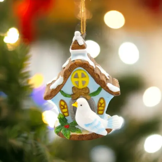 Ceramic Dove Bird with Birdhouse Light Cover Ornament, Home D&eacute;cor, Gift for Her, Mom, Christmas tree D&eacute;cor, Wall Decor {1}