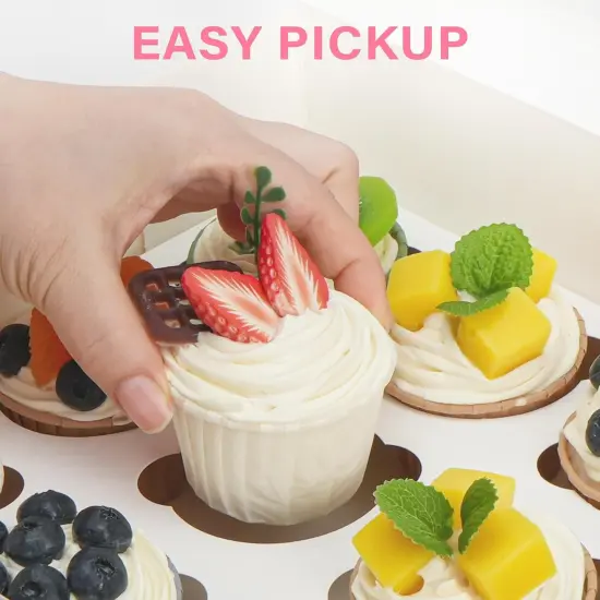 8 Set Cupcake Boxes 12 Count, Cupcake Containers with Window Holding 96 Cupcakes, Food Grade Cupcake Holder, Bakery Pastry Boxes for Birthday Holiday Party, White {4}