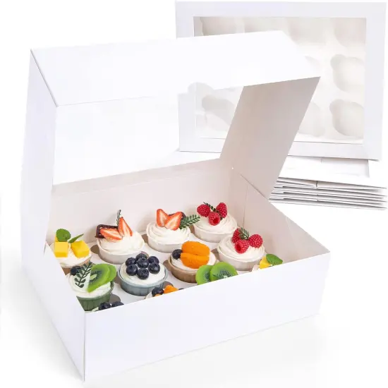 12 Count Cupcake Boxes, 6PCS Cupcake Container with Window Boxes Holding 72 Pastry Box for Birthday Holiday Party Bakery Supplies 13.2"x9.8"x4" {1}