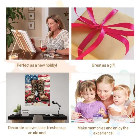 Independence Day Paint by Numbers Kit for Adults Beginners, 4 of July Acrylic Boots Adult Paint by Number Kits on Canvas, Digital Oil Number Painting Kits for Home Decor 16"x20" {4}