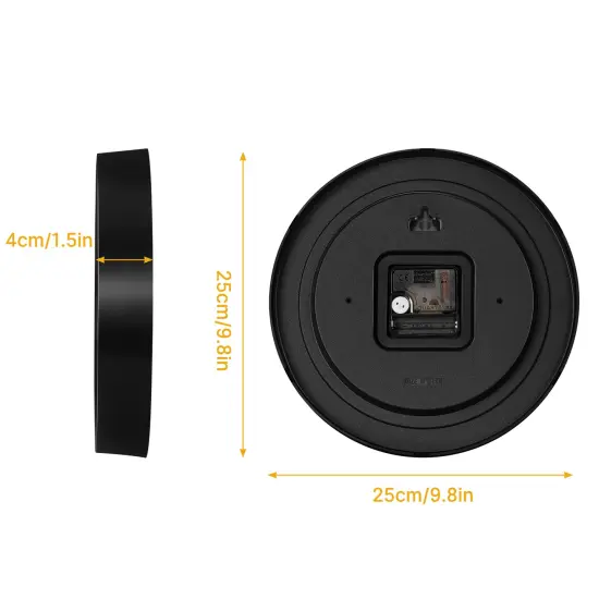 Modern 9.8-Inch Silent Wall Clock &ndash; Minimalist Design, Battery Operated Black {3}