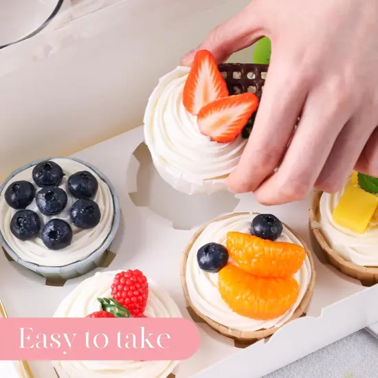 6 Count White Cupcake Boxes, 15 Pack Cupcake Containers, 9.5 x 6.3 x 3 inches, Holding 90 Pastry Box for Birthday Holiday Party Bakery Supplies {4}