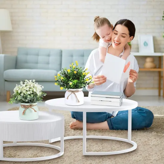 Fake Potted Plants - 4pcs Artificial Plants & Flowers in Macaron Pot Small Faux Plants Indoor Fake Plant Decor, Desk Plant for Home Bathroom Kitchen Shelf Office Decor {2}