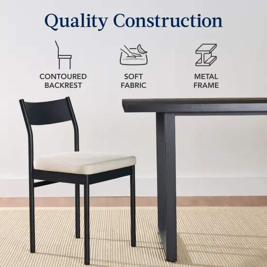 Best Choice Products 7-Piece Modern Industrial Dining Set, Table w/6 Upholstered Chairs Black/Ivory {5}