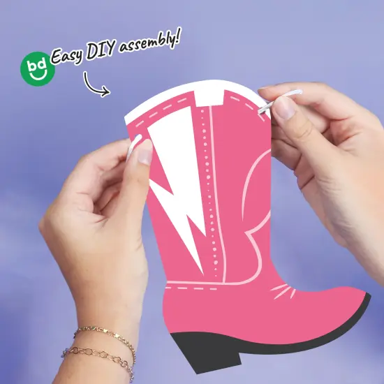 Big Dot of Happiness Rodeo Cowgirl Garland Banner, Pink Western Party Decorations Banner, 30 Feet of Cord, 15 Double-Sided Pink Cowgirl Hat, Boots, Cow Print Pennant {4}