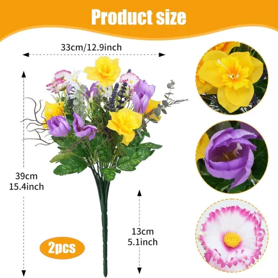 15.7" Artificial Wildflowers Mixed Bush Faux Silk Flowers {2}