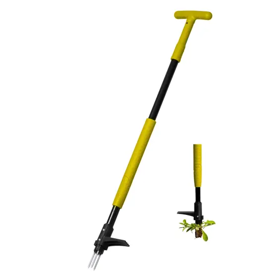 Gardenised 4 Claw Stand-Up Weed Puller Tool with Long Handle Durable Steel Head for Effortless Grass Removal Ergonomic Design Eliminates Bending Kneeling and Tugging Perfect for Easy Gardening {1}