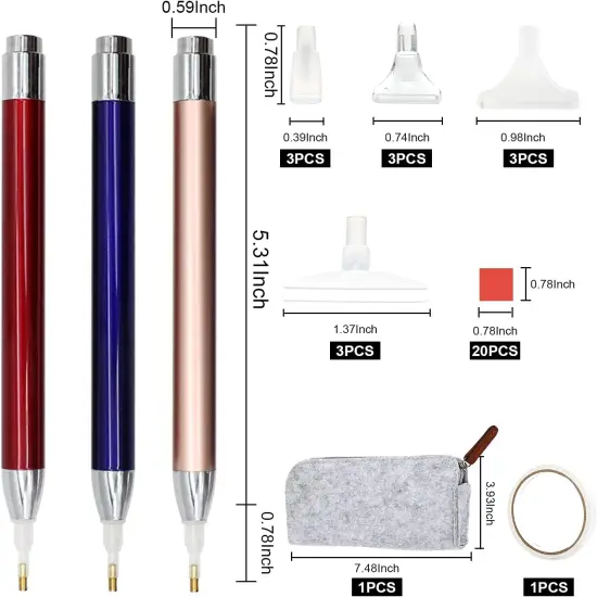 Diamond Painting Pen Kits with LED, 5D Light Up Drill Pens for Arts, Nails DIY Crafts Decoration, 12pcs Tips {2}