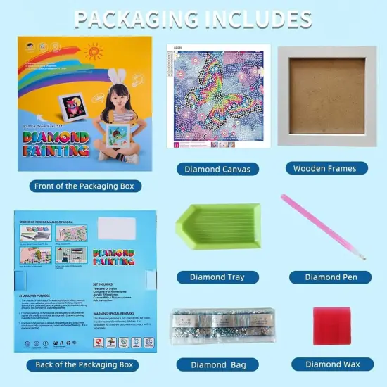 Butterfly Diamond Art Kits for Kids-Butterfly Diamond Art Painting Kits for Kids with Frame {3}
