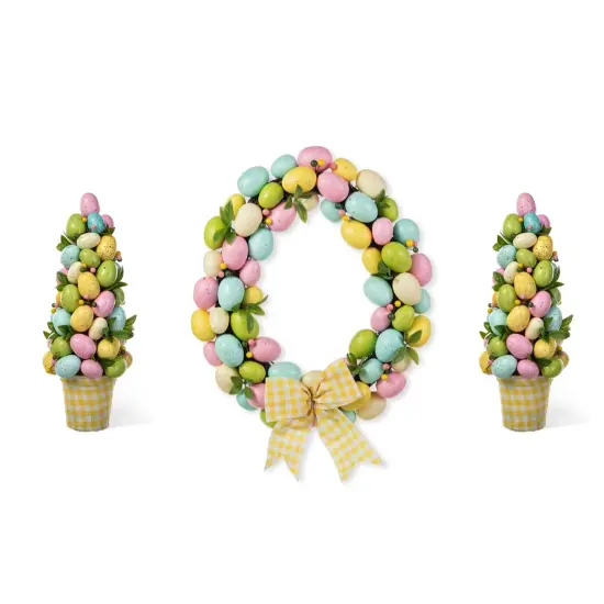 18"D Easter Egg Shaped Decorative Wreaths & 16"H Egg Table Tree Decor 2* Purple Wreath {9}