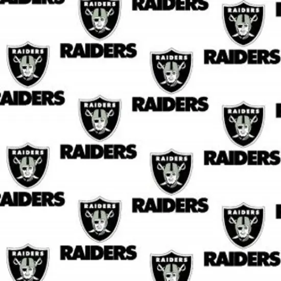 Licensed NFL Las Vegas Raiders Logo Toss White Cotton 1029-W Fabric by the Yard {1}