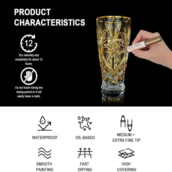 Oil Based Paint Markers, Dual Tip Paint Pens(0.7mm & 3mm), Gold Silver Permanent Paint Marker Pen, Waterproof, Quick Dry {3}
