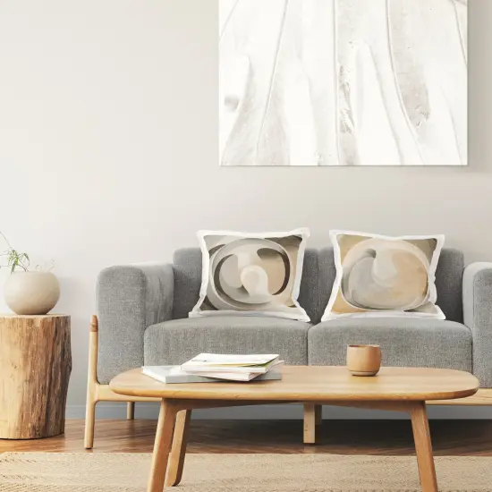 Stupell Industries Neutral Circular Vortex 2pc Decorative Printed Throw Pillow Set Design by Noah Bay, 18 x 7 x 18 {2}