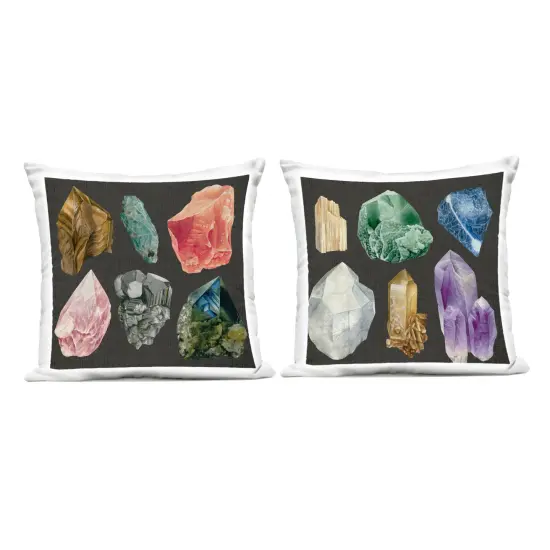 Stupell Industries Various Gemstones on Black 2pc Outdoor Printed Throw Pillow Set Design by Grace Popp, 18 x 7 x 18 {1}
