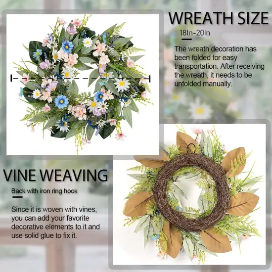 20" Eucalyptus Spring Wreath &ndash; Lush Greenery for Front Door, Home & All-Season D&eacute;cor {4}