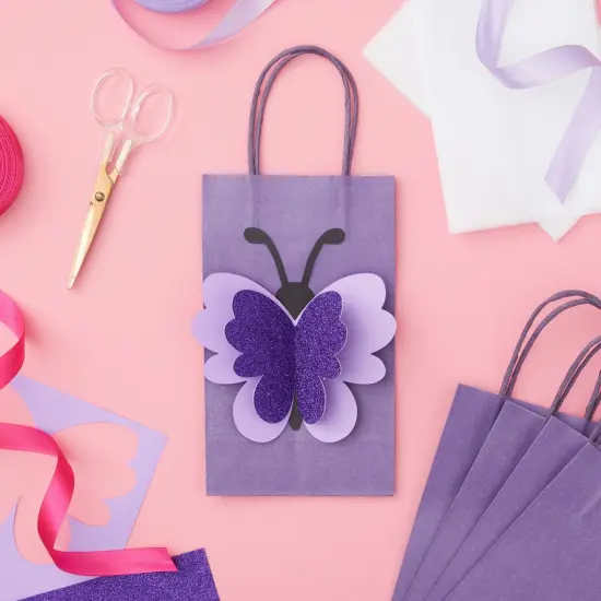 25-Pack Purple Gift Bags with Handles, 5.5x3.2x9-Inch Paper Goodie Bags for Party Favors and Treats, Birthday Party Supplies {2}