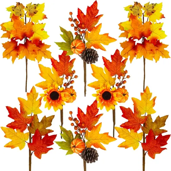 8 Pcs Assorted Artificial Maple Leaf Branches {1}
