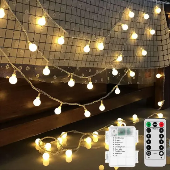2-Pack Battery Operated LED Globe String Lights - 52FT, 120LEDs {1}